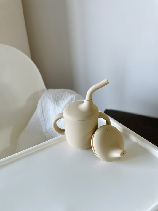 Pipmugg + Sugrör Beige